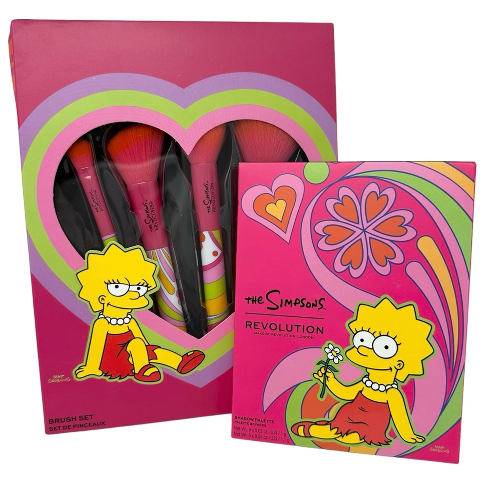 The Simpsons Summer of Love Makeup Brush Set and Lisa Eyeshadow Palette New